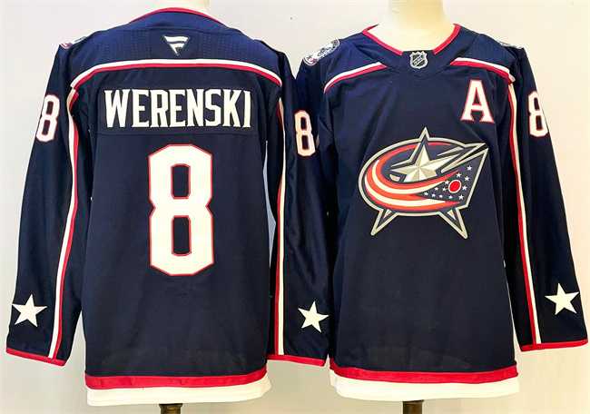 Men's Columbus Blue Jackets #8 Zach Werenski Navy With A Patch Stitched Jersey,We sell and wholesale Men's Columbus Blue Jackets #8 Zach Werenski Navy With A Patch Stitched Jersey on line form chian!